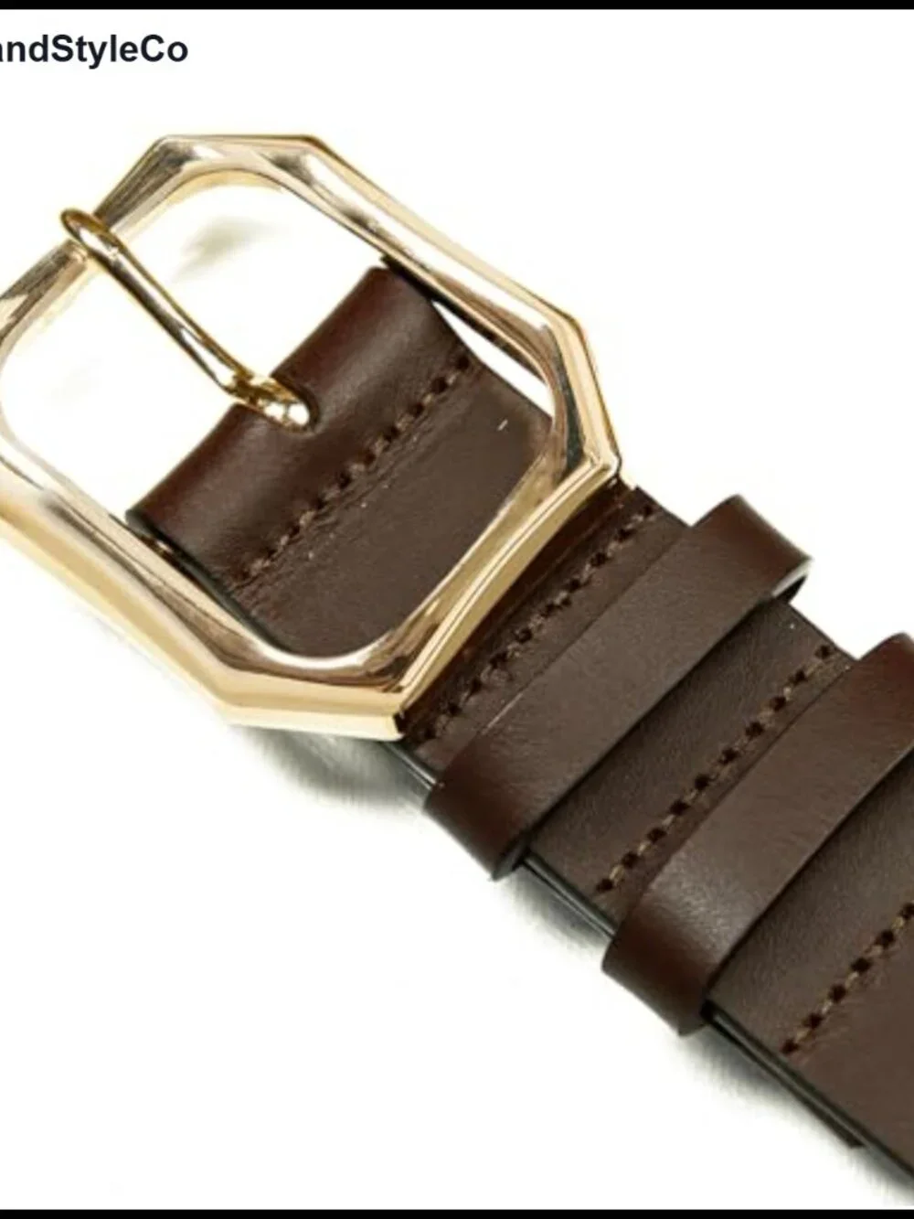 Genuine Leather Belt with Polished Gold Harness Buckle